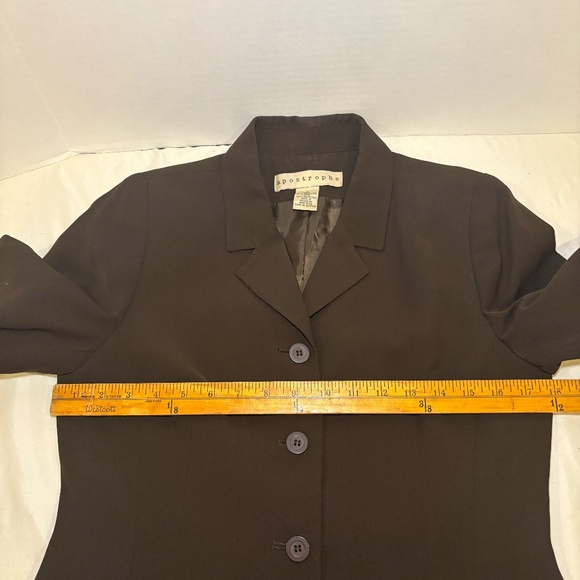 Apostrophe Brown Suit Size 4 Jacket/Skirt Set 4 Button Notched Lapel Blazer - Picture 7 of 12